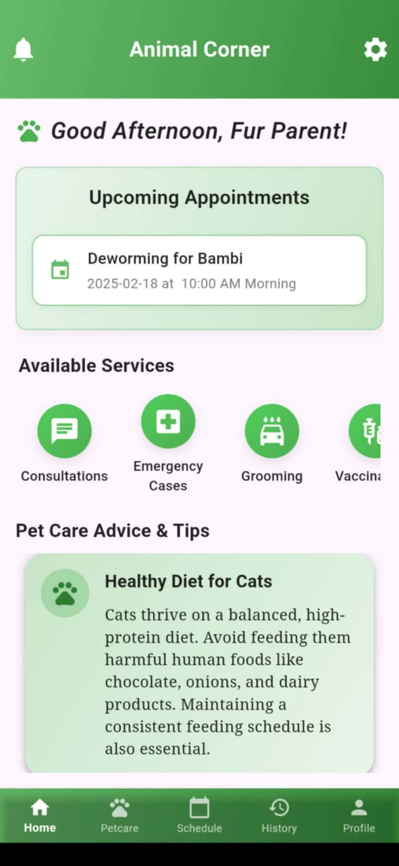 Animal Corner Mobile App