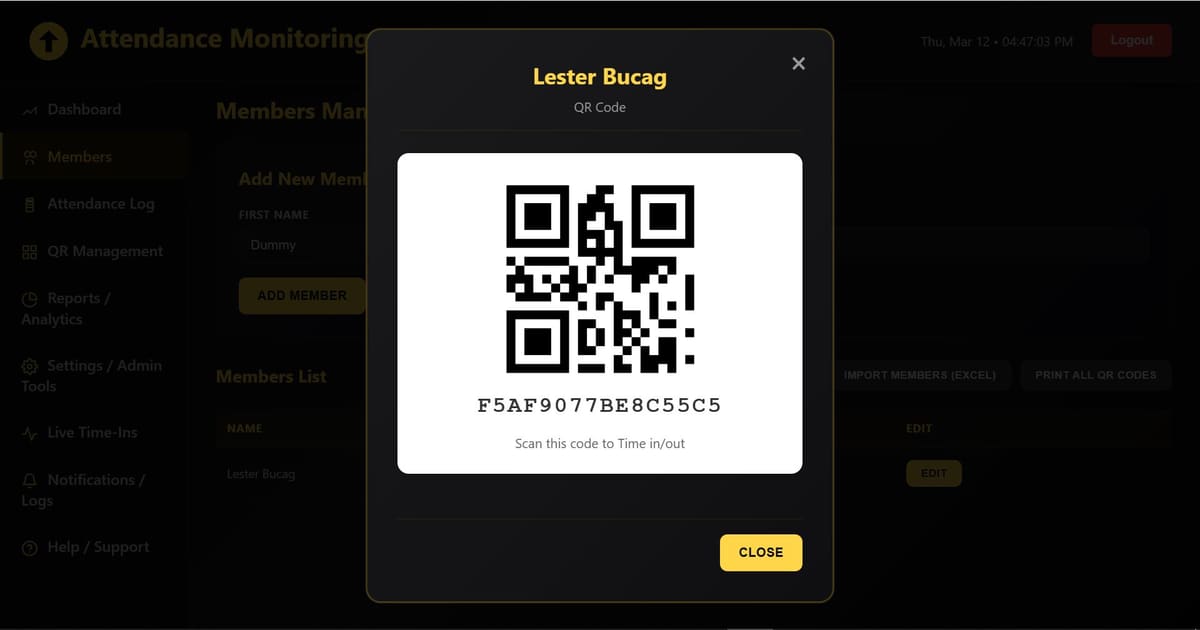 QR Code Attendance & DTR Management System